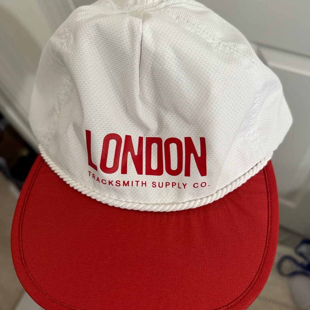 Tracksmith Red and White London Cap